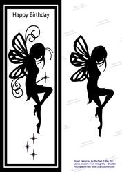 Black & White Silhouette Sparkly Fairy Large Dl