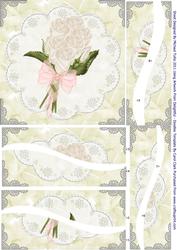 White Rose Bouquet on Lace Wavy Edged Spiral Stacker Card