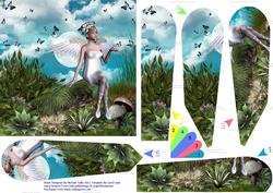 Butterflies & Angels Fairy Scene Birthday Fan Pyramid Card