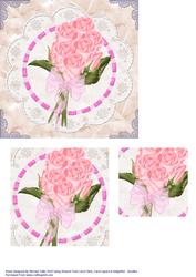 Pink Rose Bouquet with Rose Petal Background