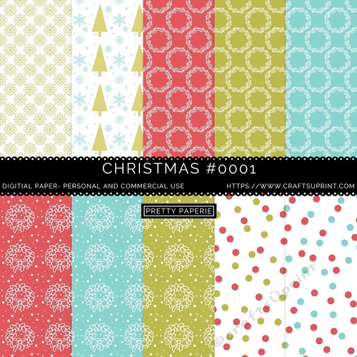 Christmas 001 - ChristmasDigital Paper Set - red, green, blue, seamless paper pack - A4 - 210mm x 297mm