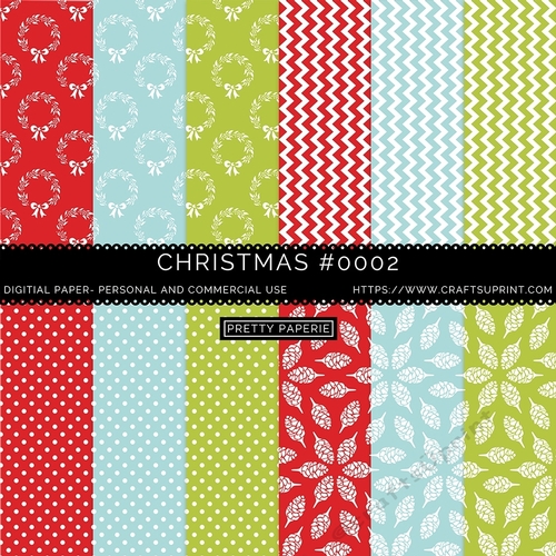 Christmas 002 - Christmas Digital Paper Set - red, green, blue, seamless paper pack - A4 - 210mm x 297mm