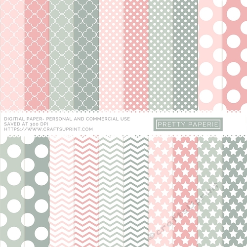 Paper Pack 029 Digital Paper - Pastel Pink & Greens - A4 - 210mm x 297mm