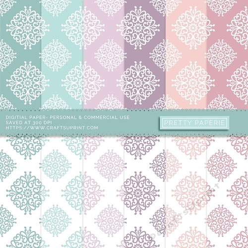 Damask Seamless Pattern - A4 - 210mm x 297mm