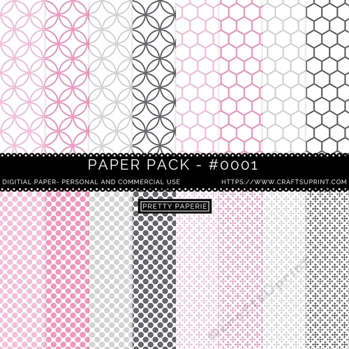 Paper Pack 001 Digital Paper/Backgrounds  - Pinks & Grey - A4 - 210mm x 297mm