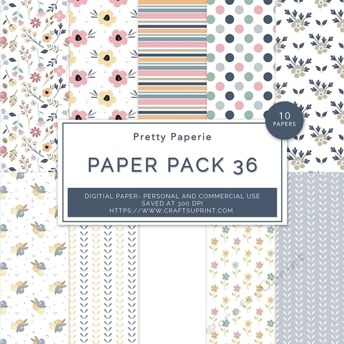 Paper Pack 036 Digital Paper/Backgrounds - Flower Pastel Papers, seamless pattern - A4 - 210mm x 297mm