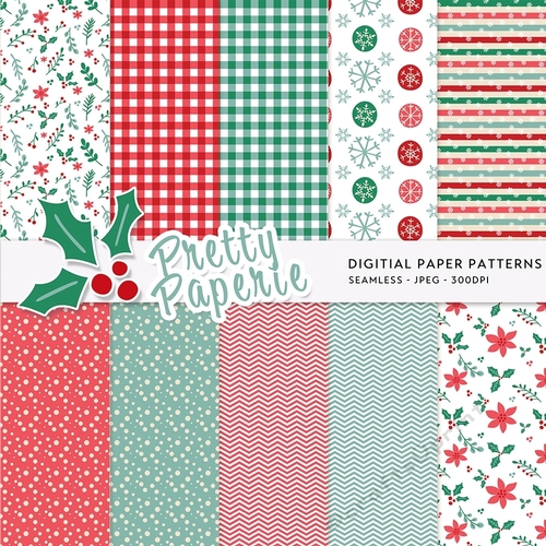 Christmas 012 - Christmas Digital Paper Set - seamless paper pack - A4 - 210mm x 297mm