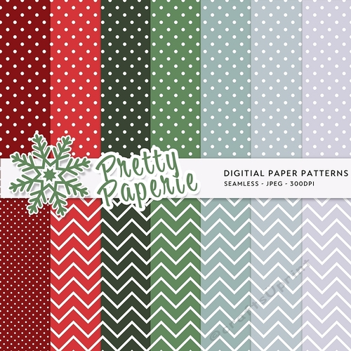 Christmas Digital Seamless Patterns - A4 - 210mm x 297mm