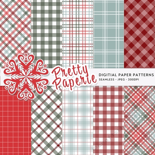 Christmas Plaid Seamless Patterns - A4 - 210mm x 297mm