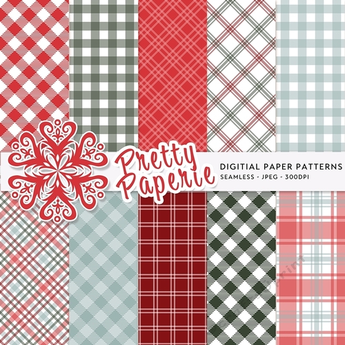 Christmas Plaid Seamless Patterns - 12inch x 12inch