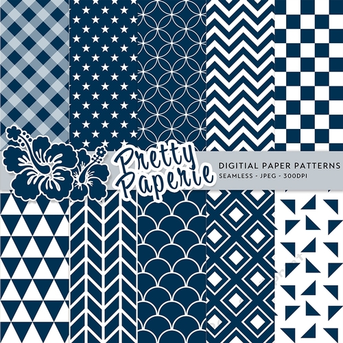 Digital Seamless Pattern - Prussian Blue Seamless Pattern - A4 - 210mm x 297mm