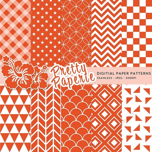 Digital Seamless Pattern - Tangerine Orange Seamless Pattern - A4 - 210mm x 297mm