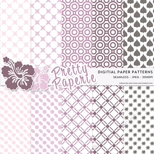 Digitial Seamless Patterns - Misty Rose, Rose Pink, Opera Mauve, Raspberry Glace, Boulder and White Seamless Pattern - A4 - 210mm x 297mm