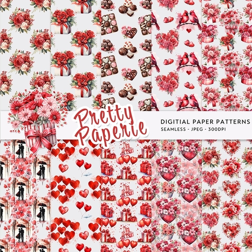 Valentines Digital Seamless Patterns - A4