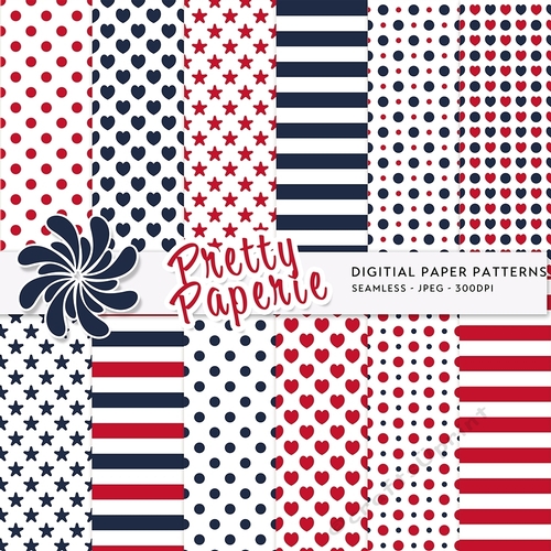 Independence Day Digital Seamless Patterns - A4