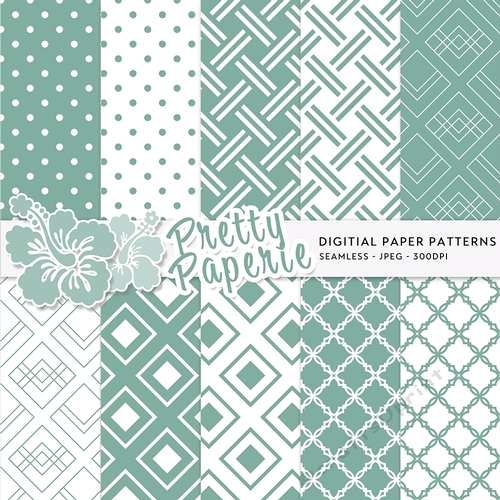 Digital Seamless Patterns - A4 - 210mm x 297mm - Jade