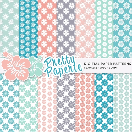 Digital Floral Seamless Patterns - 12inch x 12inch