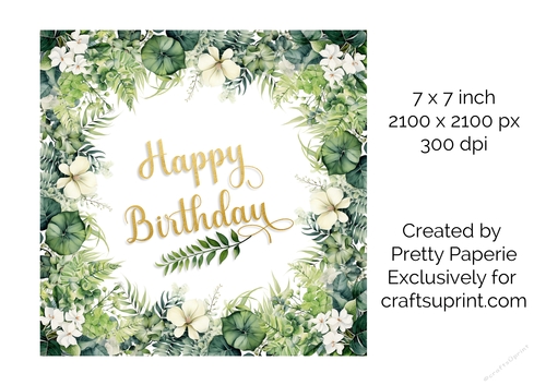 Card Topper - Foliage & Floral Birthday Card