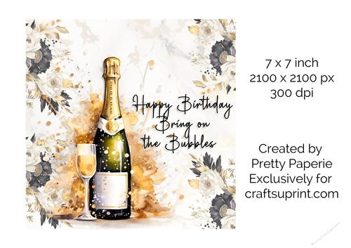 Card Topper - Champagne Birthday Card