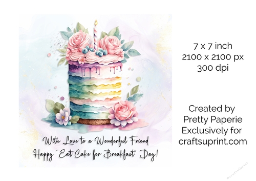 Card Topper - Floral Birthday Cake Card