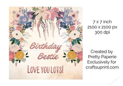 Card Topper - Floral Bestie Birthday Card