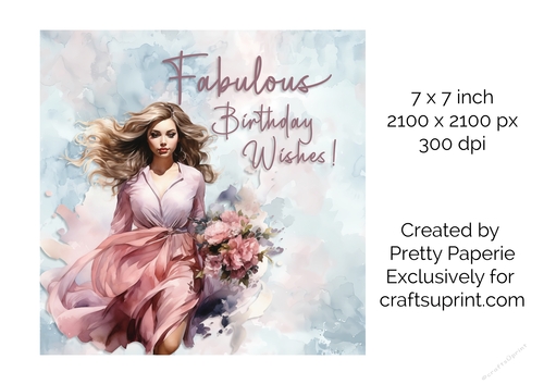 Card Topper - Lady with Bouquet Birthday Card
