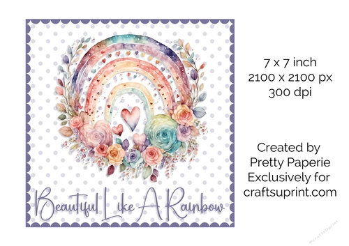 Card Topper - Floral Rainbow Birthday Card