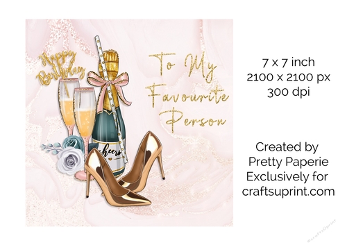Card Topper - Champagne & Gold Shoes Birthday Card