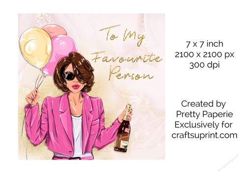 Card Topper - Champagne & Balloon Birthday Card