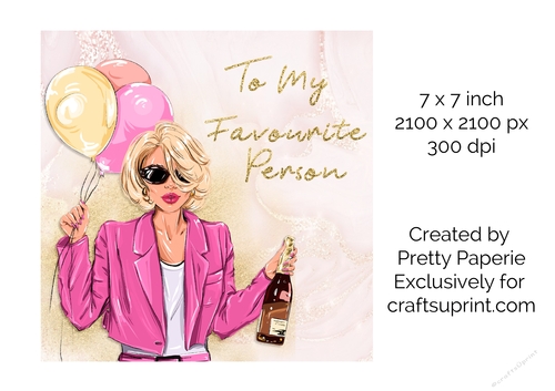 Card Topper - Champagne & Balloon Birthday Card