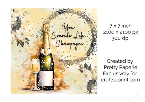 Card Topper - Champagne Birthday Card