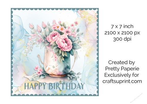Card Topper - Floral Birthday Card