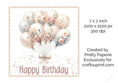 Card Topper - Ladies Floral Balloon Birthday Card