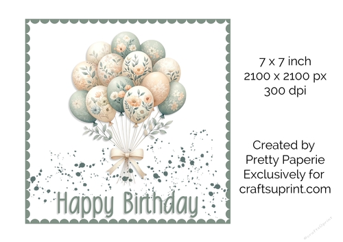 Card Topper - Ladies Floral Balloon Birthday Card