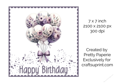 Card Topper - Ladies Floral Balloon Birthday Card