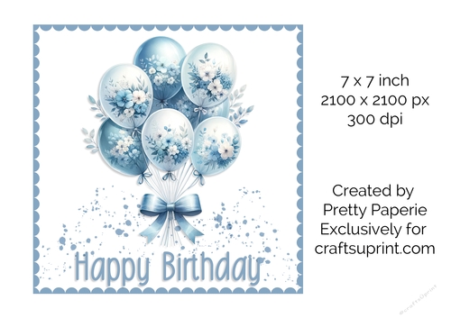 Card Topper - Ladies Floral Balloon Birthday Card