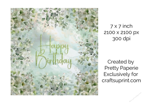 Card Topper - Ladies Eucalyptus Foliage Border Birthday Card