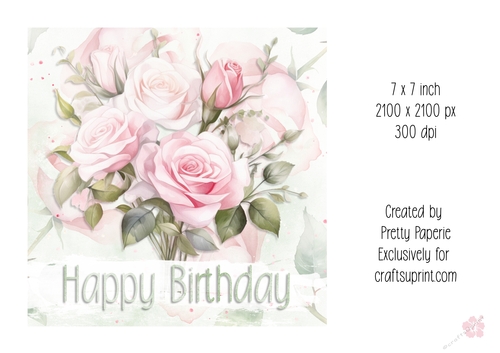 Card Topper - Ladies Pink Rose Birthday Card