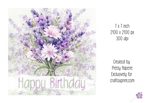 Card Topper - Ladies Lavender Floral Birthday Card