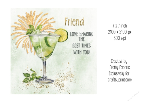 Card Topper - Friend Cocktail Birthday Card