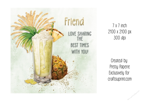 Card Topper - Friend Cocktail Birthday Card