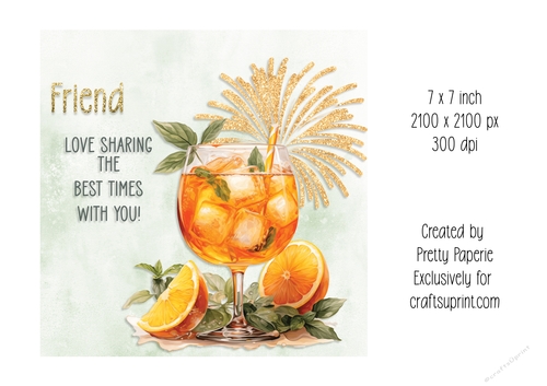 Card Topper - Friend Cocktail Birthday Card