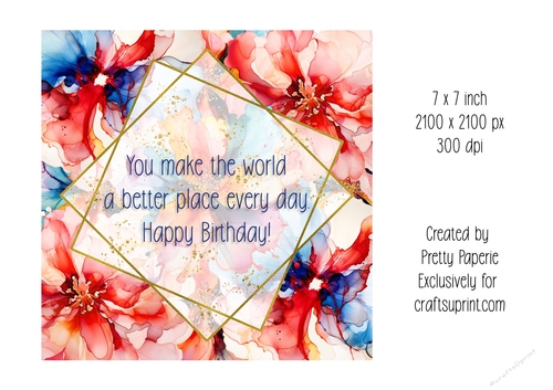 Card Topper - Female Floral Birthday Card