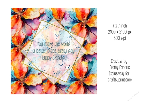 Card Topper - Female Floral Birthday Card