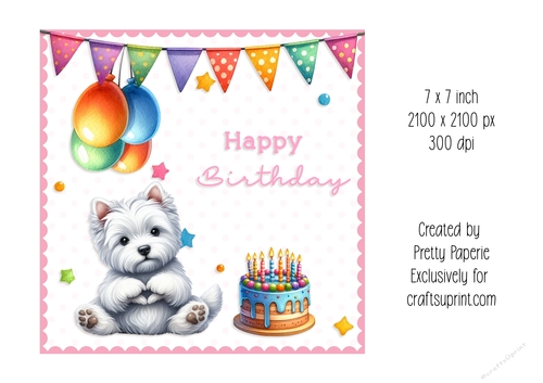 Card Topper - Westie Dog Birthday Card