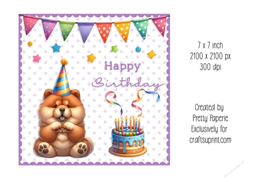 Card Topper - Chow Chow Dog Birthday Card