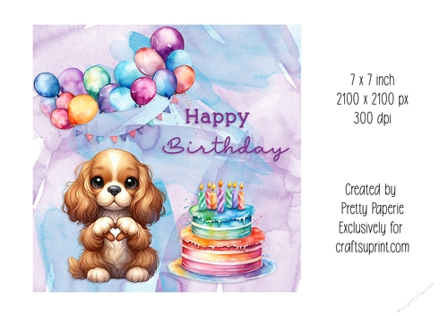 Card Topper - Cocker Spaniel Dog Birthday Card