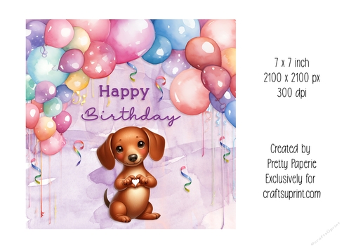 Card Topper - Dachshund Dog Birthday Card