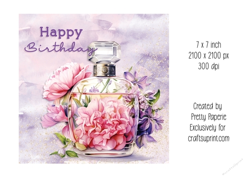 Card Topper - Female Floral Perfume Birthday Card