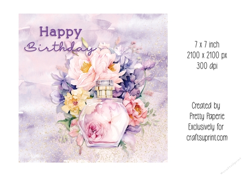Card Topper - Female Floral Perfume Birthday Card